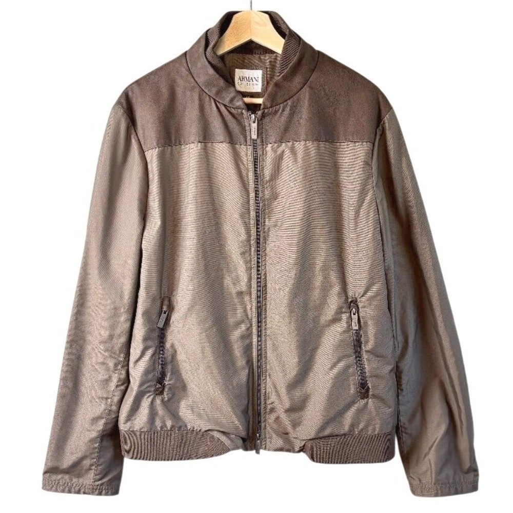 Armani Collezioni Bomber Jacket Taupe Men Size M Water-Repellent Vintage